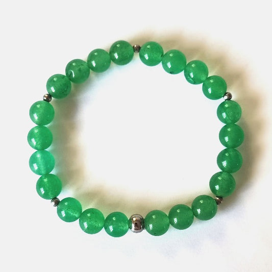 Bracelet "Paix et Stabilité" en perles de pierres naturelles de Jade vert Porte-Bonheur pour les Balances♎