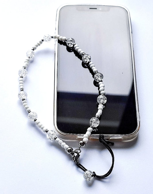 Bijou de téléphone en perles de pierres naturelles Cristal de Roche