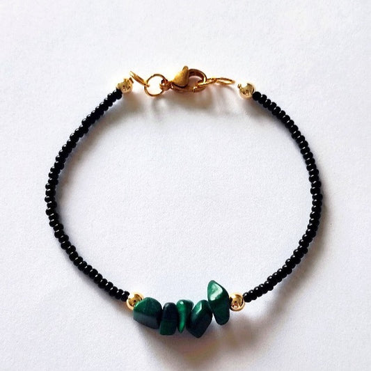 Bracelet en perles de pierres naturelles de Malachite Porte-bonheur pour les Taureaux♉