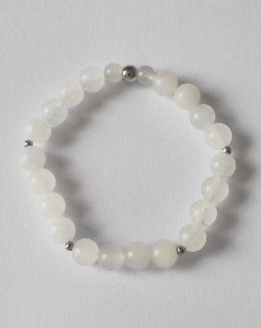 Bracelet Porte-bonheur pour les Cancer♋ en perles de pierres naturelles de Pierre de Lune🌙