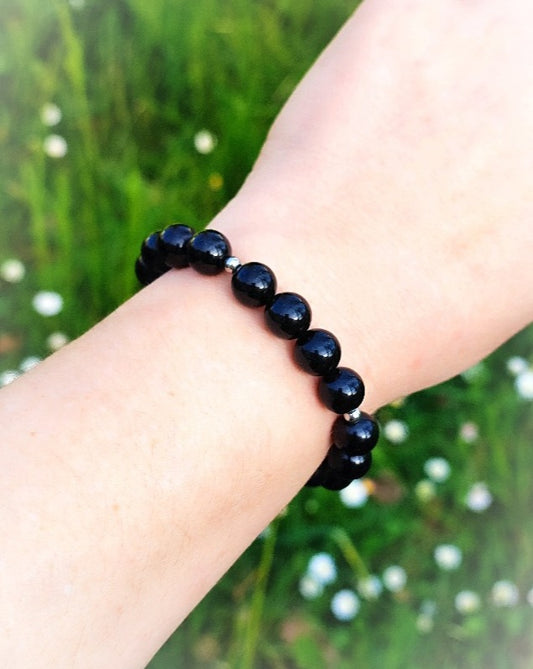 Bracelet en perles de pierres naturelles Obsidienne noire