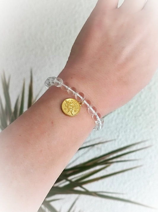 Bracelet Signe Astrologique "Confiance et Intuition" en Cristal de Roche